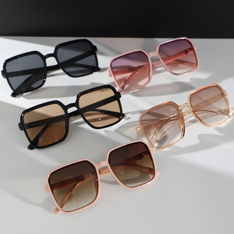 5PCs oversized square sunglasses anti-reflective PC lenses, fashionable plastic frames-stylish eyewear for daily commute