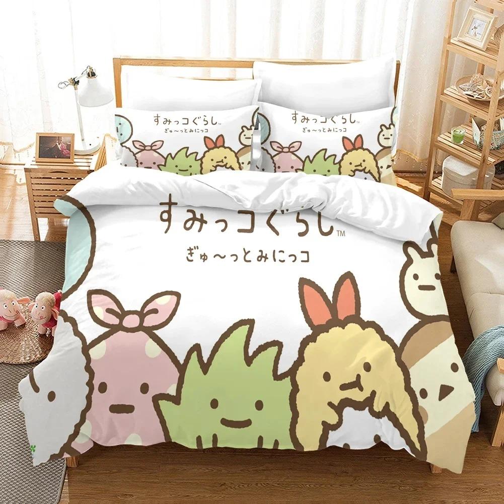 

Anime Sumikko Gurashi Cartoon Bedding Set Duvet Cover Bed Set Quilt Cover Pillowcase Comforter king Queen Size Boys Adult EU Single 135x200cm