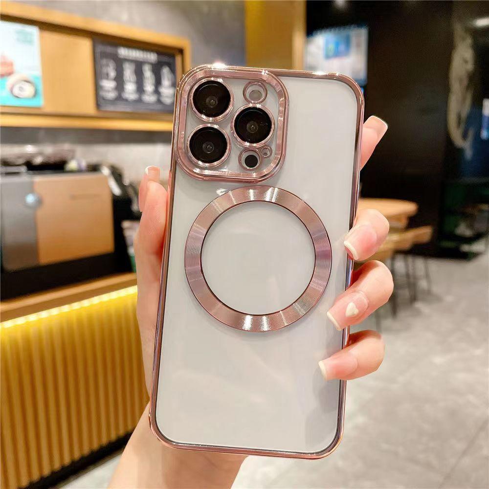 

Iphone16 Гальваническое Магнитное Притяжение Подходит для 16E Полностью Обернутая Прозрачная Лента Пленка для Объектива 15 Apple 14 Чехол для Телефона Max Apple 11Promax розовый