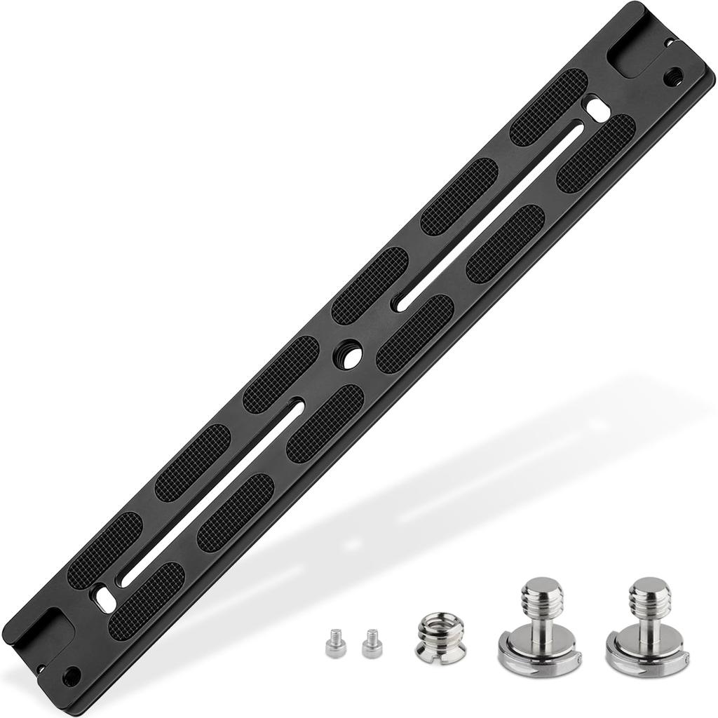 Leftfoto 280mm Metal Dovetail Slide Rail Type Quick Release Plate with Cold Shoe Pad for DSLR Camera Tripod Ball Heads Arca-Swiss & Anti-Slip
