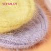 SOMALER Winter Cuff Beanie Angola Rabbit Fur Hats for Women Candy-colored Ski Cap
