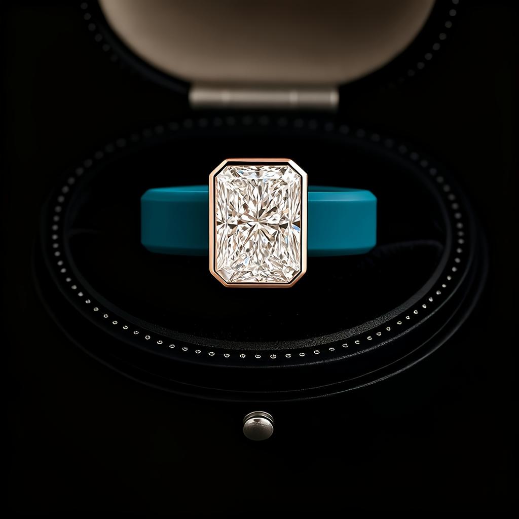 Damen Ring aus blauem weichem Silikon mit Zirkonia, Steinfassung im Wrap-Design in Roségold & Kupfer für den täglichen Gebrauch