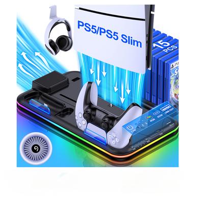RGB světelný chladicí stojan pro PS5 Tenký ovladač PS5 Dokovací stanice s LED nabíječkou a ventilátorem pro Sony Playstation 5 PS5 příslušenství