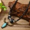 Natural Pendant Necklace Comfortable PU Leather Design For Sensitive Skin And