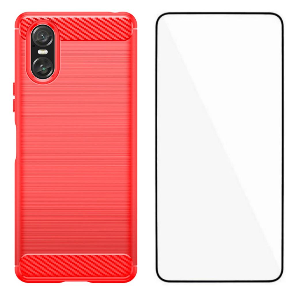 For Sony Xperia 10 VI Case with Screen Film WANLONFENG LS Series Big Lens Hole Brushed Texture TPU Phone Cover