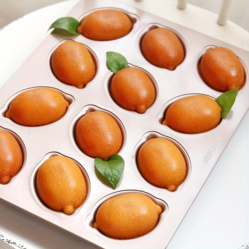 

1 шт., 12-гнездовая форма для выпечки кексов в виде лимонов с антипригарным покрытием для духовки, форма для маффинов 12-Cup Lemon Cake Mould