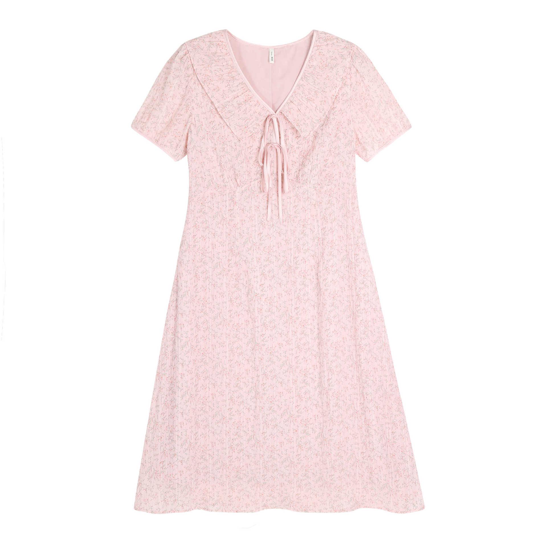 

Plus Size Floral V-Neck Ruffle Tie-Waist Summer Dress 2XL (recommended for 70-80 kg)