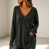 Women's Casual Long Sleeve V-Neck Pullover Top