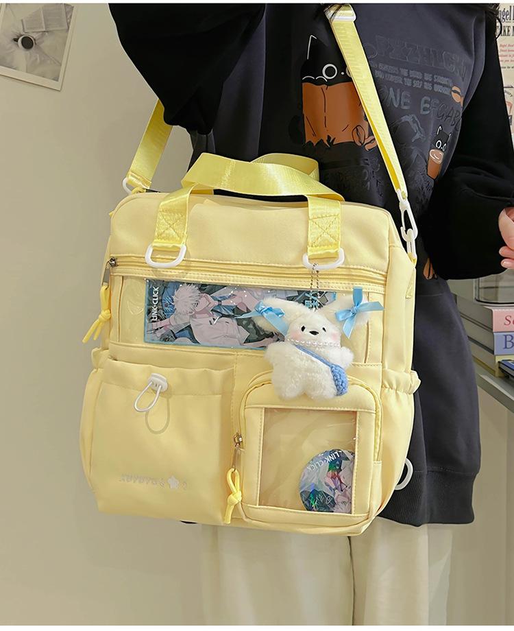 Hand carrying tutoring bag Cartoon cloth bag Middle school student schoolbag One shoulder messenger bag High school large capacity Multi-purpose