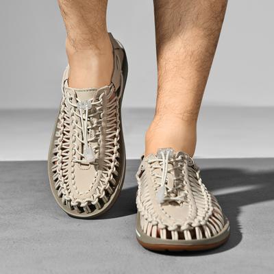 Mens Shoes High Quality Roman Elastic Band Men's Sandals Summer Novelty Casual Sandalias Man Narrow Band Hollow Shoes Man