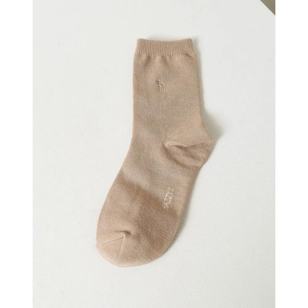 [26FW] Ivory Solid Cotton Blend Mid-calf Socks 5-Piece Set HISS6F210IV
