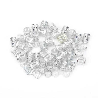 50 Stück Verstellbare Metall Haarflechtperlen Ringe Manschette Haarschmuck Dekorationszubehör Silber