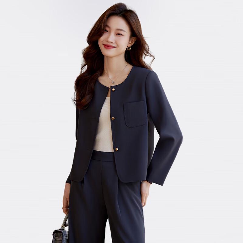 Women's Elegant Short Blazer & Straight Pants Set