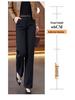 Pantalon Large Taille Haute en Laine Cachemire pour Femme - Automne/Hiver, Épais, Élégant, Polyvalent, Design Droit Décontracté.