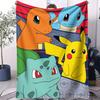 Klassische Pokemon-Entwicklungslinie Druck Fleece-Kuscheldecke für Fans Qualität Weich Warm Decke für Reise Picknick Zuhause für Mädchen Jungen
