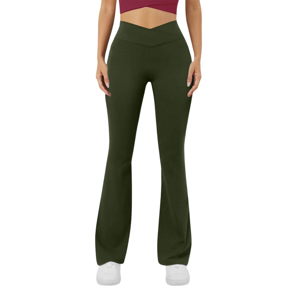 Pantaloni de Yoga Sexy la Modă pentru Femei Talie Înaltă Cruce Picior Larg Culoare Pantaloni de Yoga pentru Exerciții