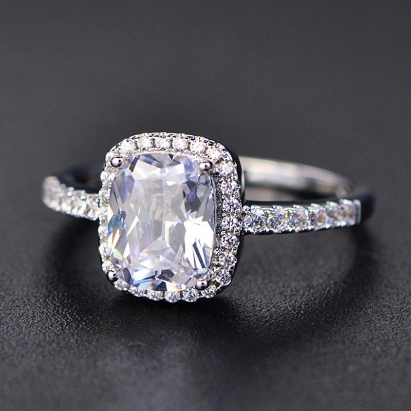 Classic Rectangular Gemstone and Square Diamond Engagement Ring