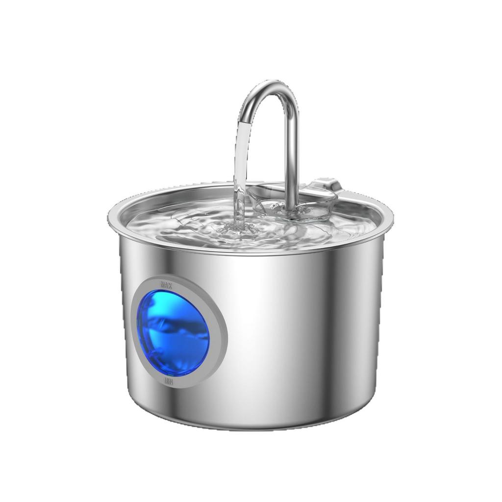 Pet Water Fountain 2.2L 304 Stainless Steel with Automatic Water Flow Pet Water Dispenser for Dog and Cat Drinking Water