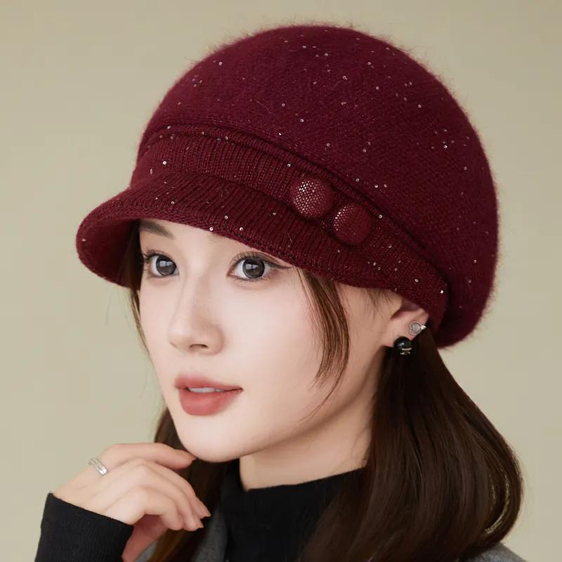 WTEMPO Solid Color Large Brim Bucket Hats Cold-proof Windproof Warm Autumn Winter Casual Verstaile Hats Gifts for Mom