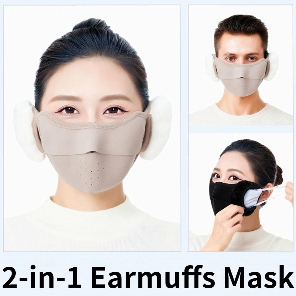 2-in-1 Fleece Winter Mask Breathable Riding Mask Thermal Earmuffs Mask for Autumn and Winter