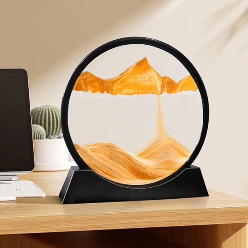 Ornament creativ 3D cu nisip mișcător, clepsidră cu lichid, nisip curgător, peisaj cu nisip, nisipuri mișcătoare, decor pentru casă, cadou