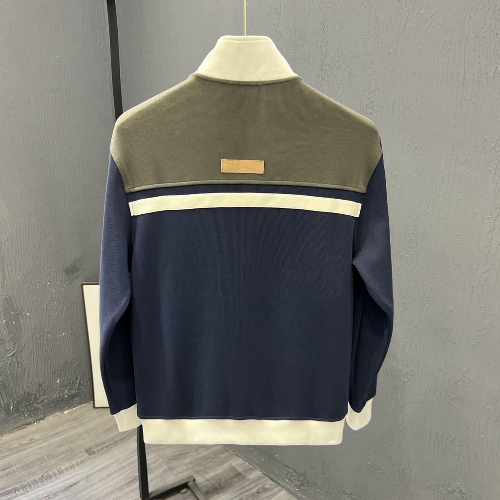 Korean Version Men's Fashionable Jacket Trendy Brand Casual Stand Up Collar Patchwork Contrasting Coat Stylish and Versatile Top