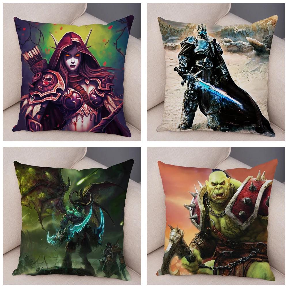WOW Illidan Cushion Cover Decor Hot Game Hero Printed Pillow Covers for Sofa Home Pillow Case Super Soft Short Plush Pillowcase