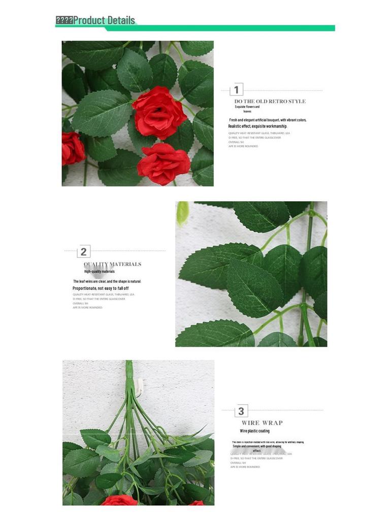 Artificial Rose Vine Hanging Plant for Indoor Decor