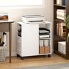 Printer Stand, Rolling Storage Unit, Drawers, Adjustable Shelf, Open Compartment, White