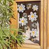 One Sheet Colorful Bee White Flowers Window Spring Home Decoration Glass Stickers Static Cling Double-sided Visual Pattern