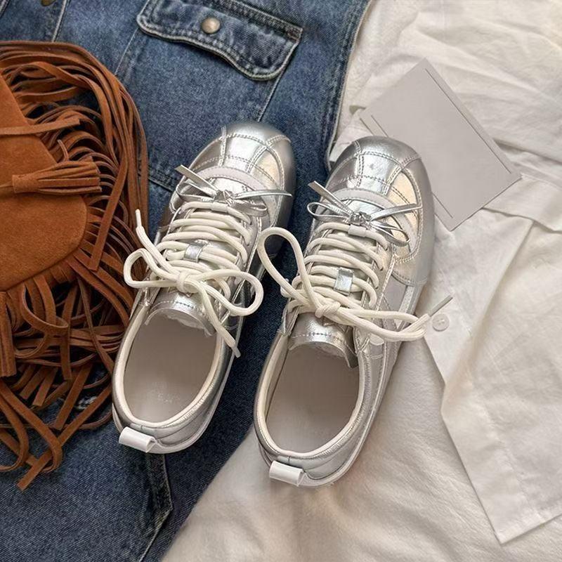 

Silver retro women s autumn versatile light soft baseplate shoes new casual sports shoes 40 серебряный
