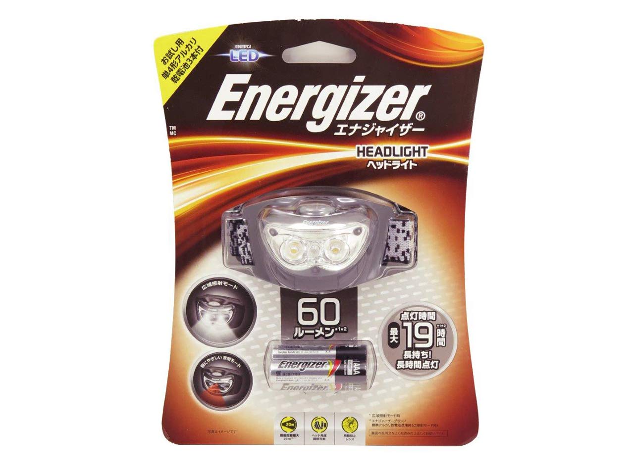 

Налобный светодиодный фонарь Energizer Яркость 60 люмен Максимальное время работы 19 HDL605GY (Максимум / Часы)