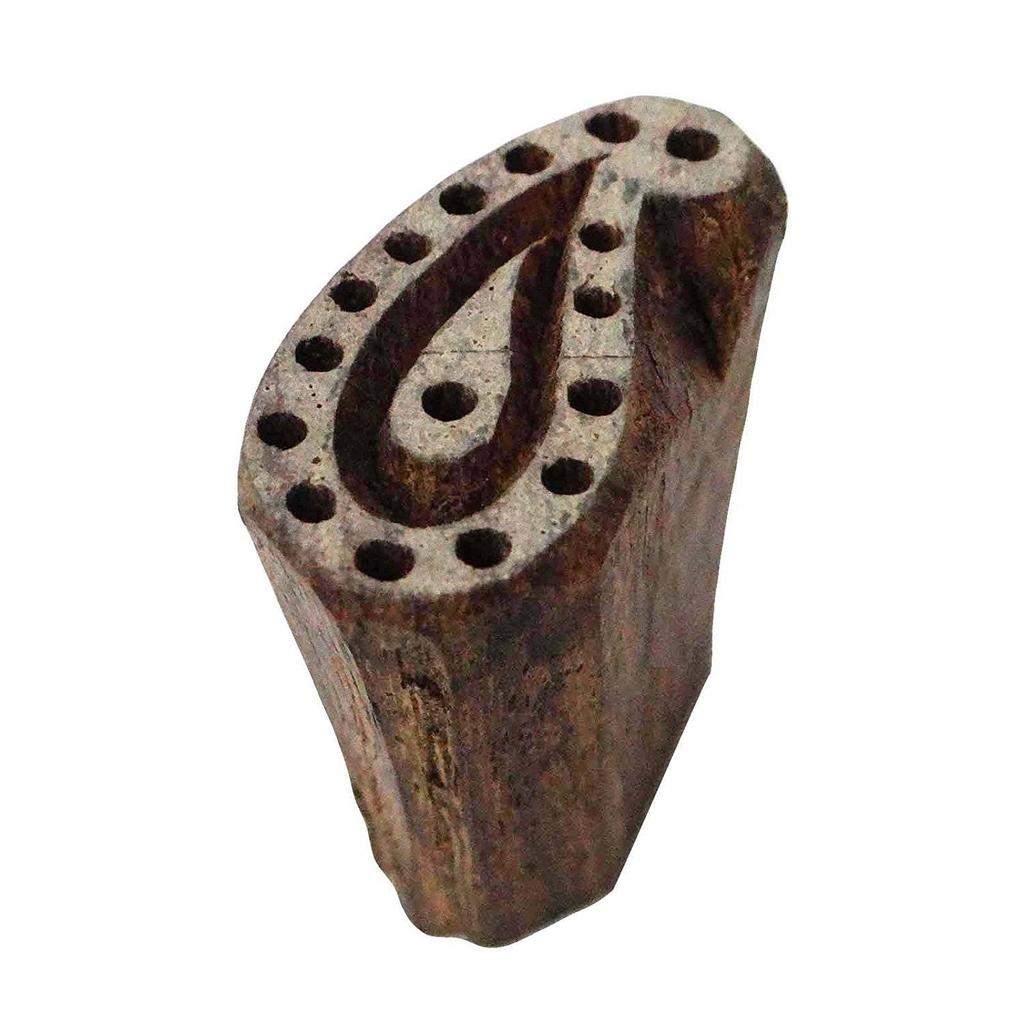 Textile Stamp Brown Floral Printing Block Hand Carved Wooden Lots Of 14