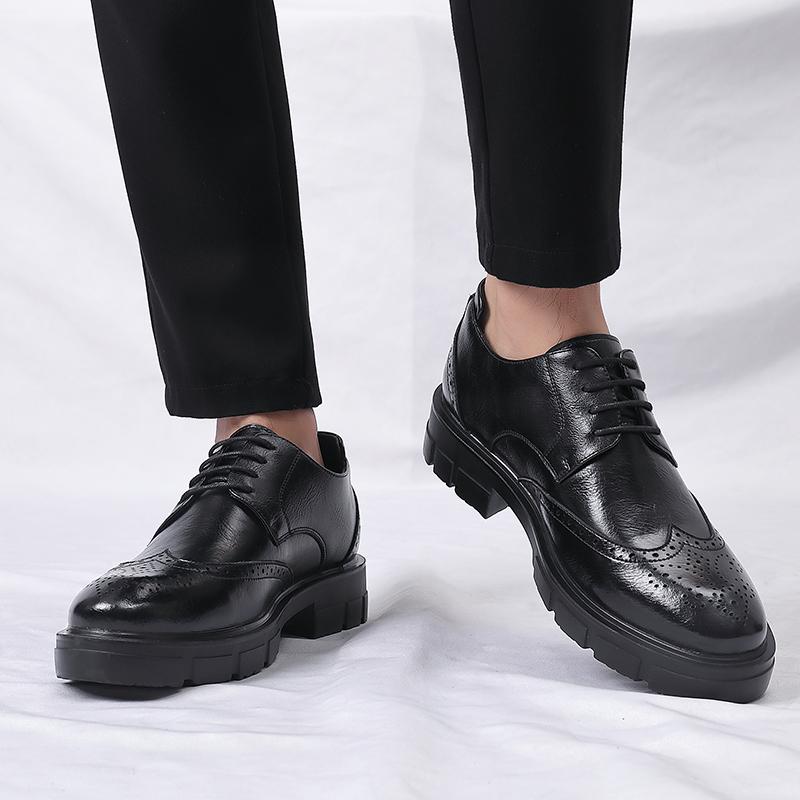 Erkek Brogue Yüksekliği Artırılmış Elbise Ayakkabıları Centilmen Takım Asansör Ayakkabıları Oxford Görünmez Topuk 4/7/9CM Platform Düğün Erkek Ayakkabıları
