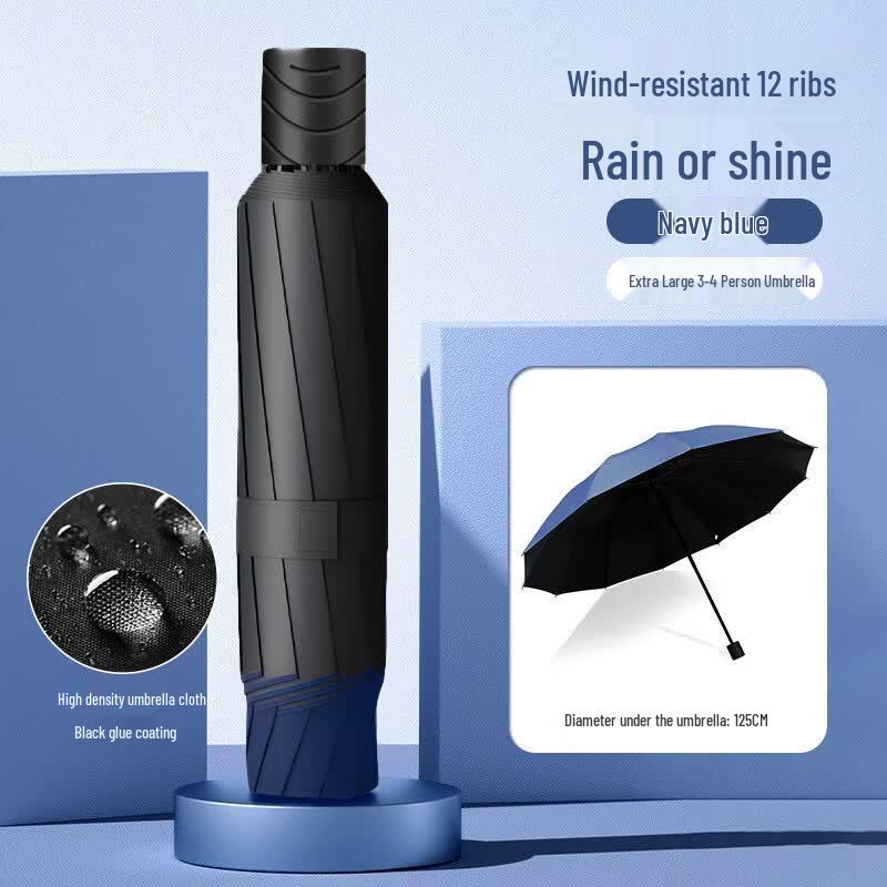 Zhu Chuang Jing Pin 12-Rib Large Folding Sun & Rain Umbrella