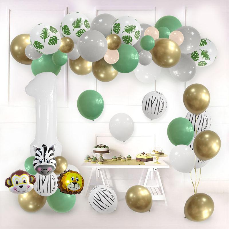 Jungle Balloon Chain Leaf Decoration Latex Sequins Birthday Party Animal Arrangement Props