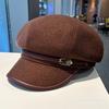 New British style duck tongue octagonal hat autumn and winter wide brim versatile face small beret fashion temperament painter hat
