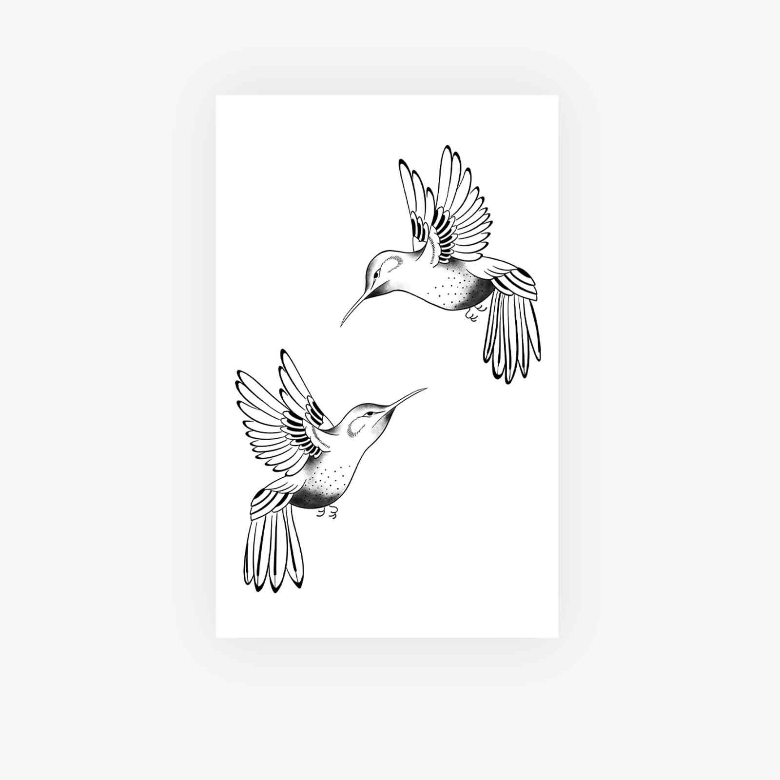 

Retro Personality Beautiful Simple Small Fresh Double Flying Bird Leg Tattoo Sticker 12*19