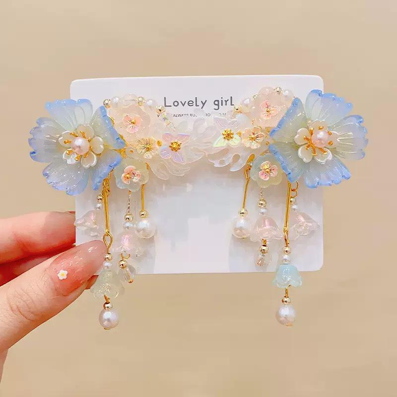 Ancient Style Princess Tassel Hair Clip for Girls - Hanfu Headdress Costume Accessory