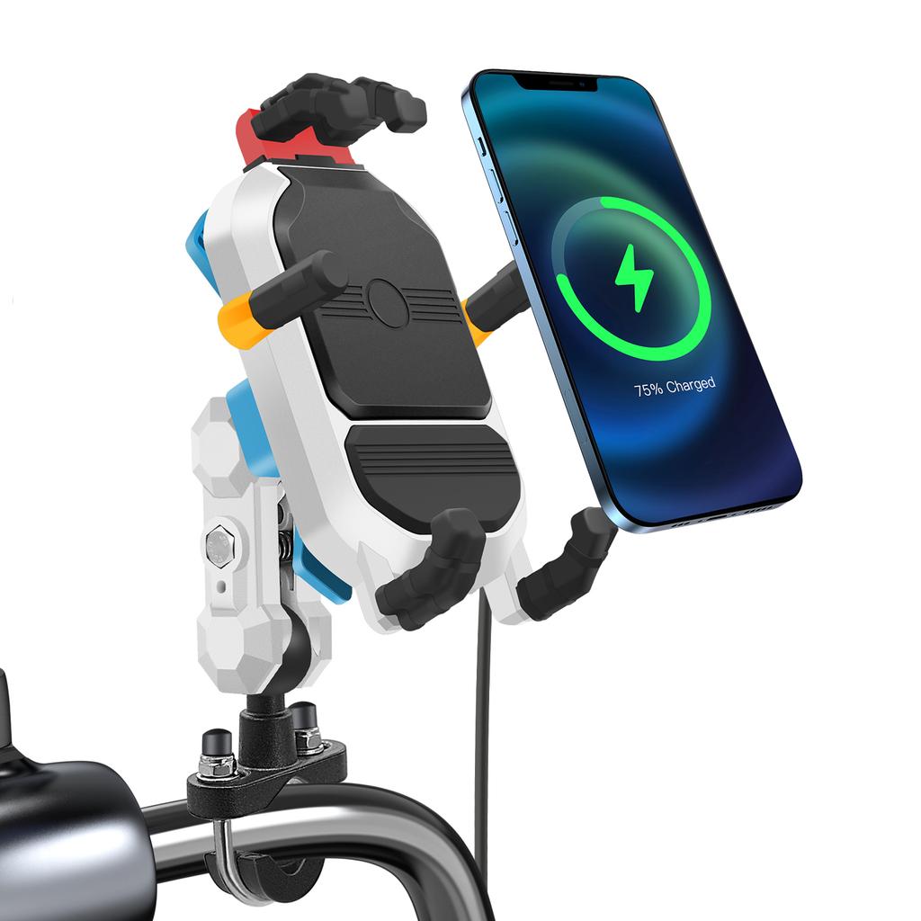 Motorrad Handyhalterung Fahrrad Handyhalterung Universal Handy Lenkerhalter mit 15W kabellosem Laden