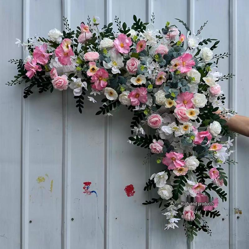 Triangular Silk Flower Wedding Arch Arrangement for Reception Background