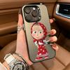 CUTE  GIRL Masha and the Bear Phone Case For iPhone 17,16,15,14,13,12,11 Plus Pro Max Colored Silver Phone Case