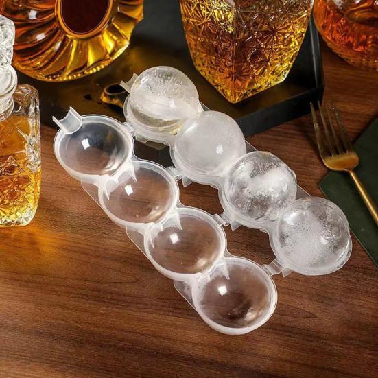 4 ks Kulatý výrobník ledových koulí s víkem Snadné plnění a uvolňování Formy na ledové koule na koktejly Nápoje Pomalu tající ledové koule na whisky Vodu Džus Kávu