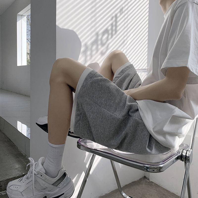 

Американские стильные однотонные простые спортивные шорты для мужчин, летние прямые повседневные шорты на кулиске длиной до колена 2XL