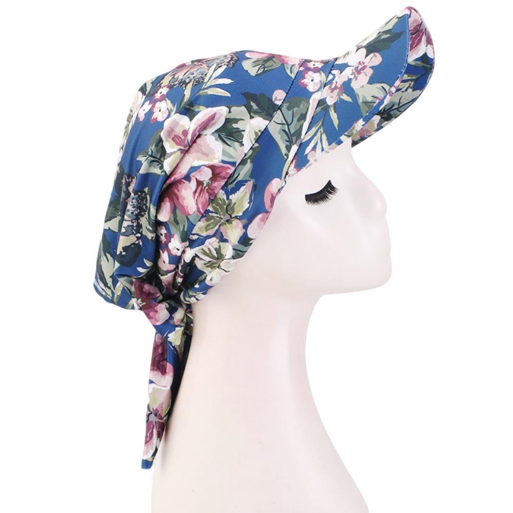 Atmungsaktive Sommer-Kopftuch-Hut Blumenmuster Turbanhut Mit Riemen Baseballkappe Tägliche Outfits