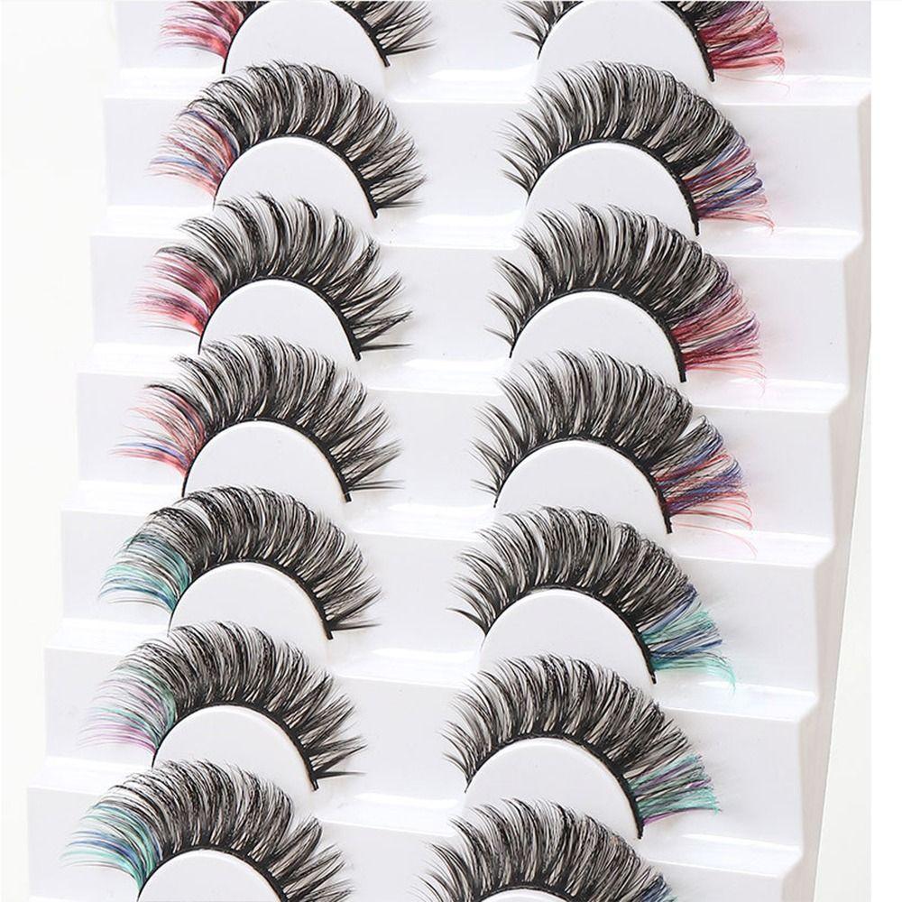 Bright Colors Simulation Eye Eyelashes 8 Pairs 3D Curled False Eyelashes Colored Eyelashes  Parties