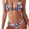 European and American Tropical Flower Print Triangle Cup Bikini Sexy Strap Split Swimsuit for Beach Vacation