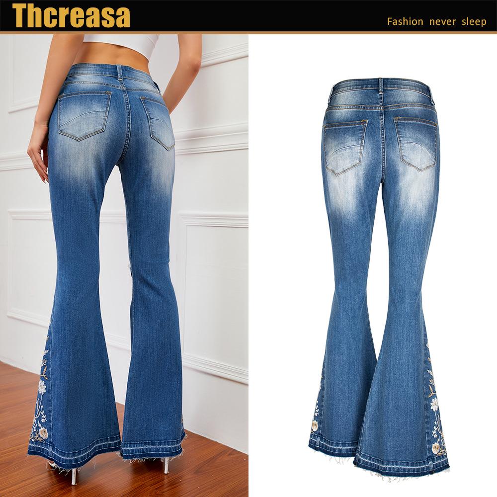 Women's 3D Embroidery Flare Jeans