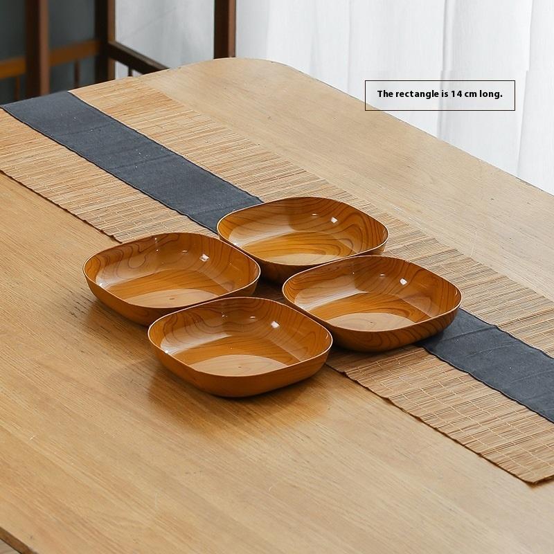 1/2Pcs Japanese Imitation Wood Grain Snack Dish Food Grade Pp Material Vegetable Dish Fruit Dish Kitchen Bowl Dish Dinnerware