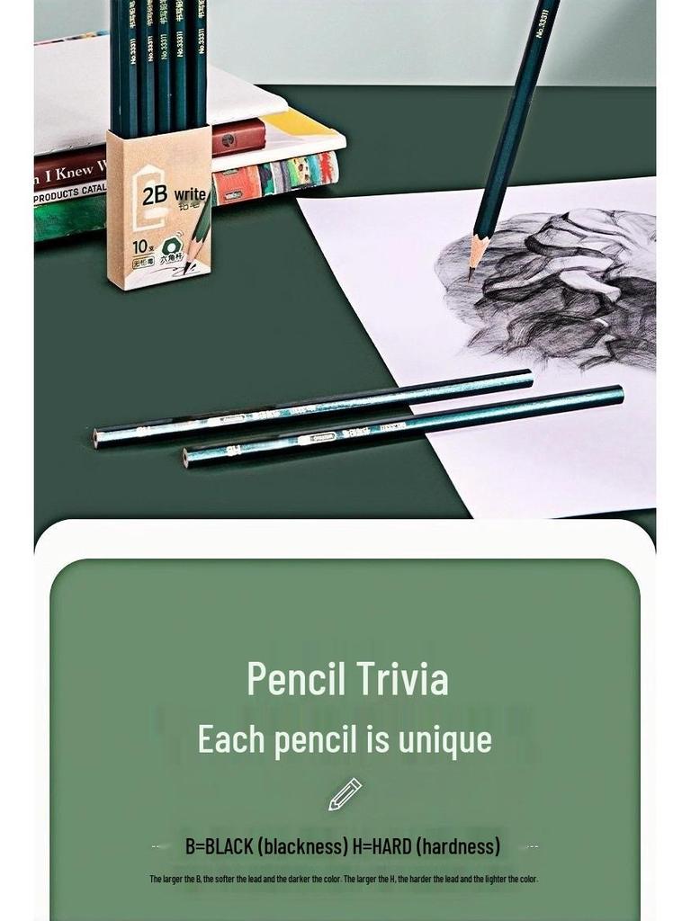 Hexagonal 2B Cartoon Pencil for Students: Non-Toxic Writing, Exam, and Sketching Stationery.